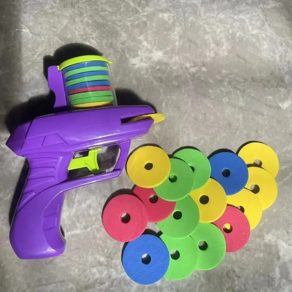Jogo ao ar livre mini disco arma brinquedo disco voador tiro lançador arma dupla pai-filho interativo crianças brinquedo para meninos presentes
