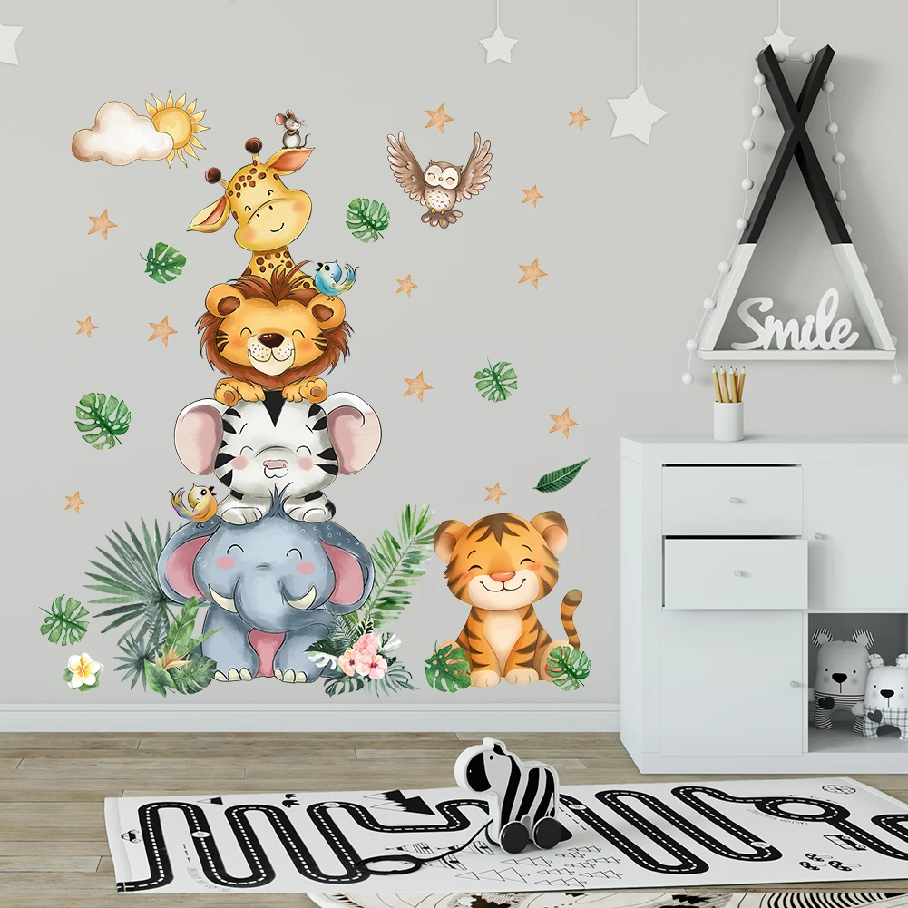Cute Princess Castle Animal Alliance Wall Sticker Home Decor Cartoon Kids Room Bedroom Period Print Decal Mural Art Poster Gift