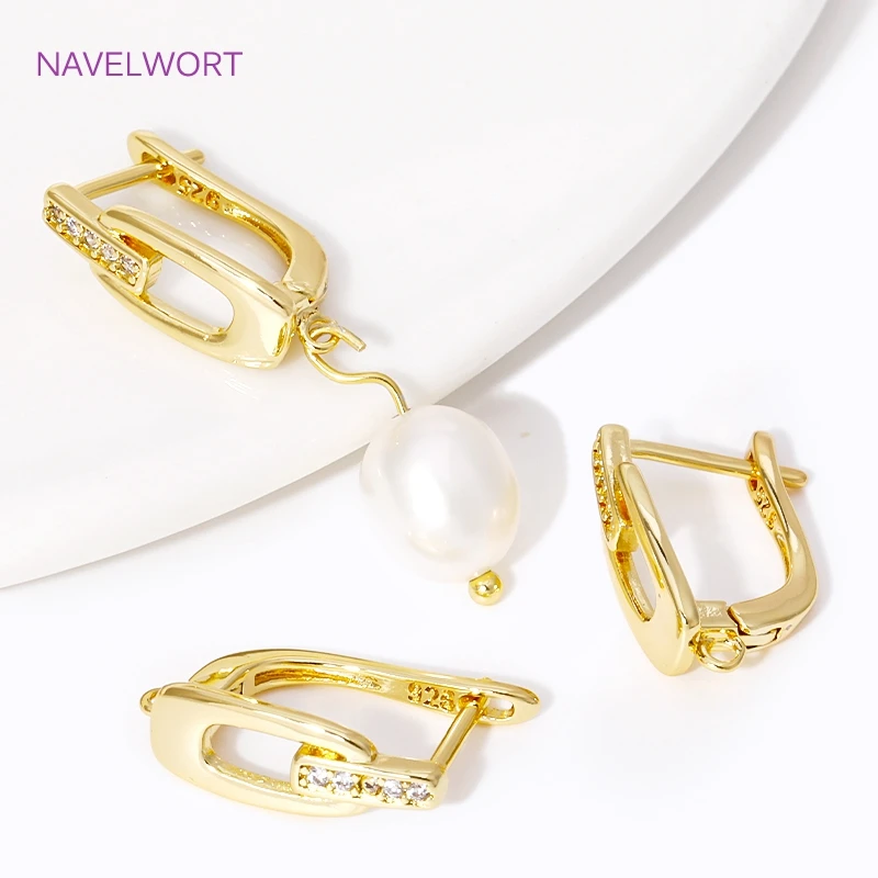 18K Gold Plated Shvenzy Earwires Fasteners For Earrings,Brass Earring Hooks,DIY Women's Anti-Allergy Earrings Making Accessories image 5