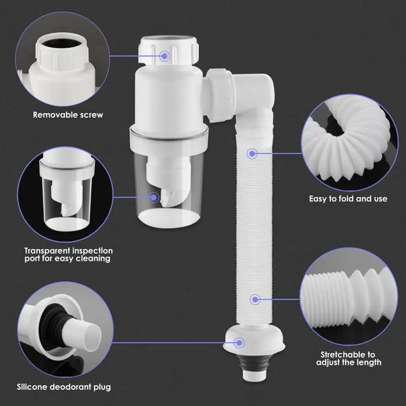 Труба сливная телескопическая для раковины, труба сливная Гибкая регулируемая для раковины, аксессуары для ванной комнаты