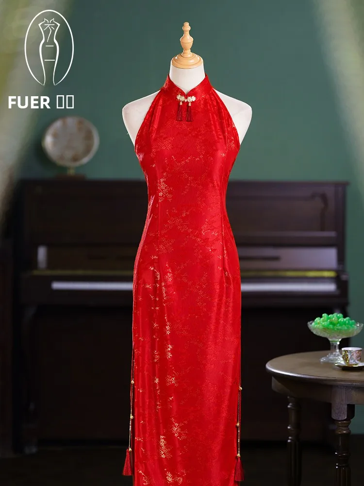 

Red Wedding Dr Chinese Sle Bridal Gown Engagement Par Dr Women's Faion Summer Breathable Polyester Midi Skirt