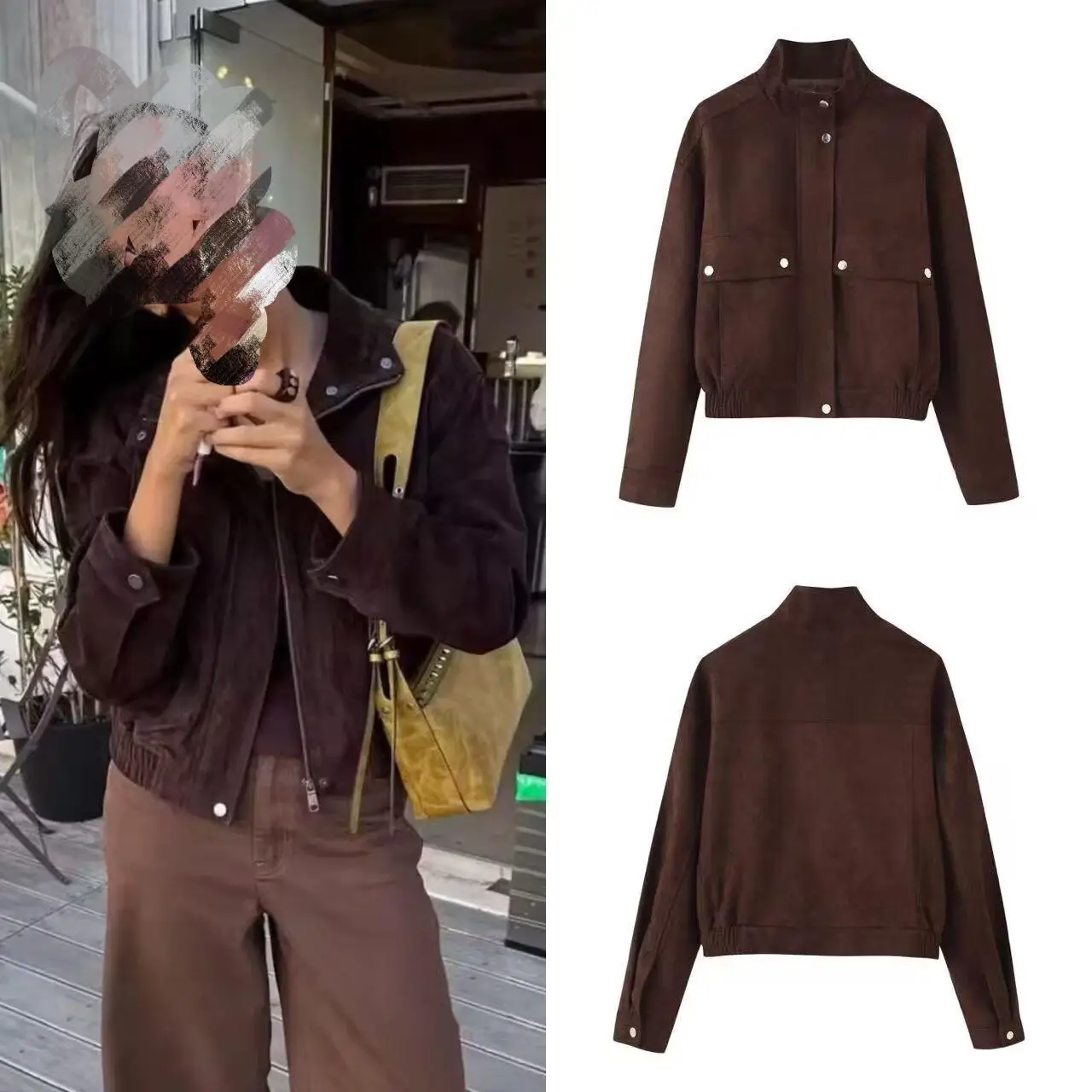 

Women's Premium Fabric Jacket with Metal Buttons And Oversized Pockets Retro Stylish Design