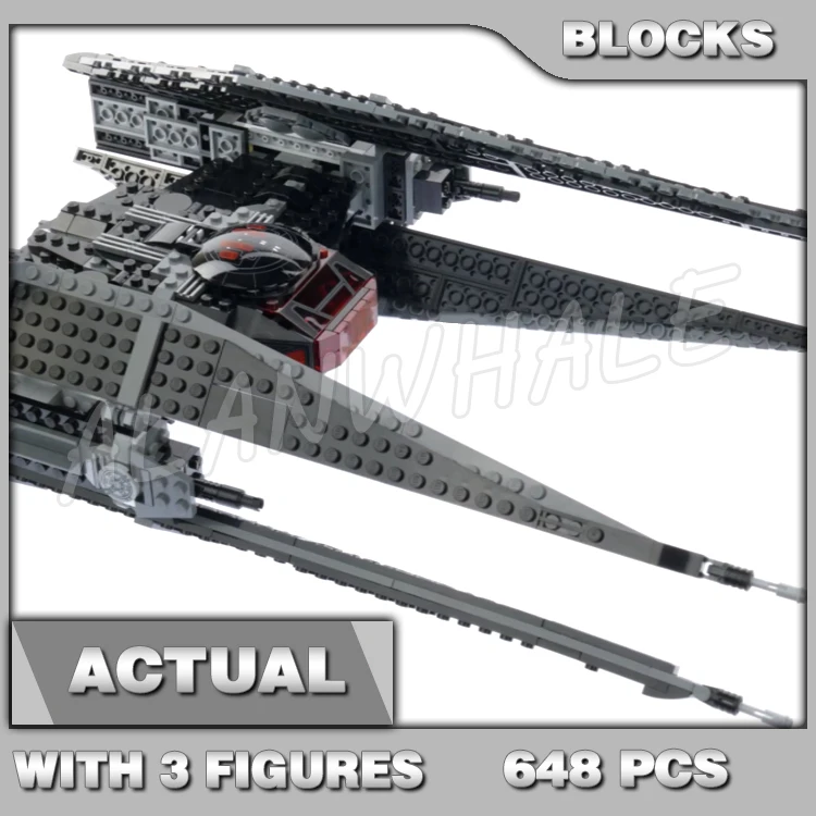 648 Stück Star Plan TI Fighter Große Flügel Trigger-aktivierte Shooter Stormtrooper 11424 Bausteine Spielzeug Kompatibel mit Modell