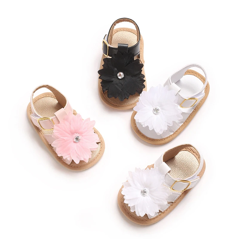 

Новые летние женские садовые сандалии на плоской подошве с цветочным принтом, первая пара прогулочных туфель 0–18 месяцев