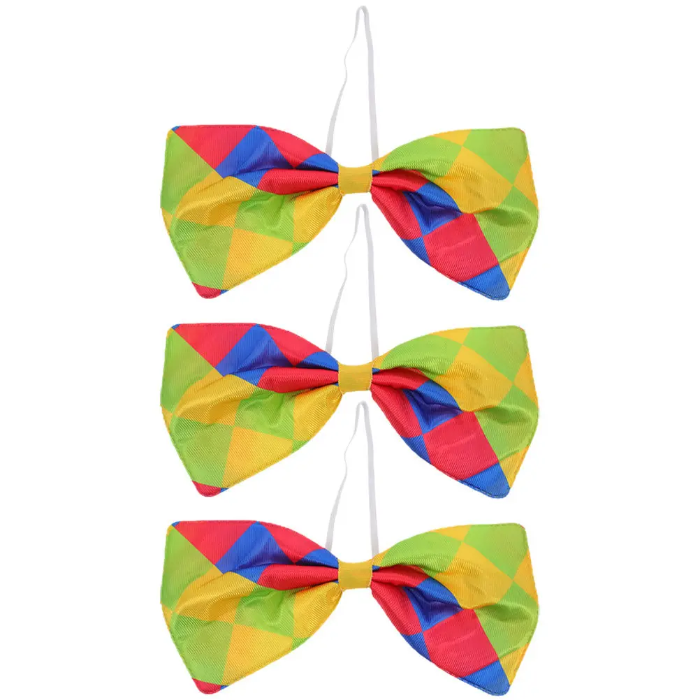 3Pcs Clown Bowknot Tie Premium Comfortable Washable Easy Wear for Birthday Parade Street Performance Role Play Circus Theme