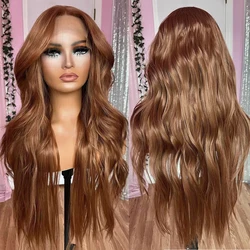 AIMEYA Brown Lace Front Wig Long Body Wave Wigs for Women Heat Resistant Synthetic Hair Daily Use Cosplay Wig Natural Hairline