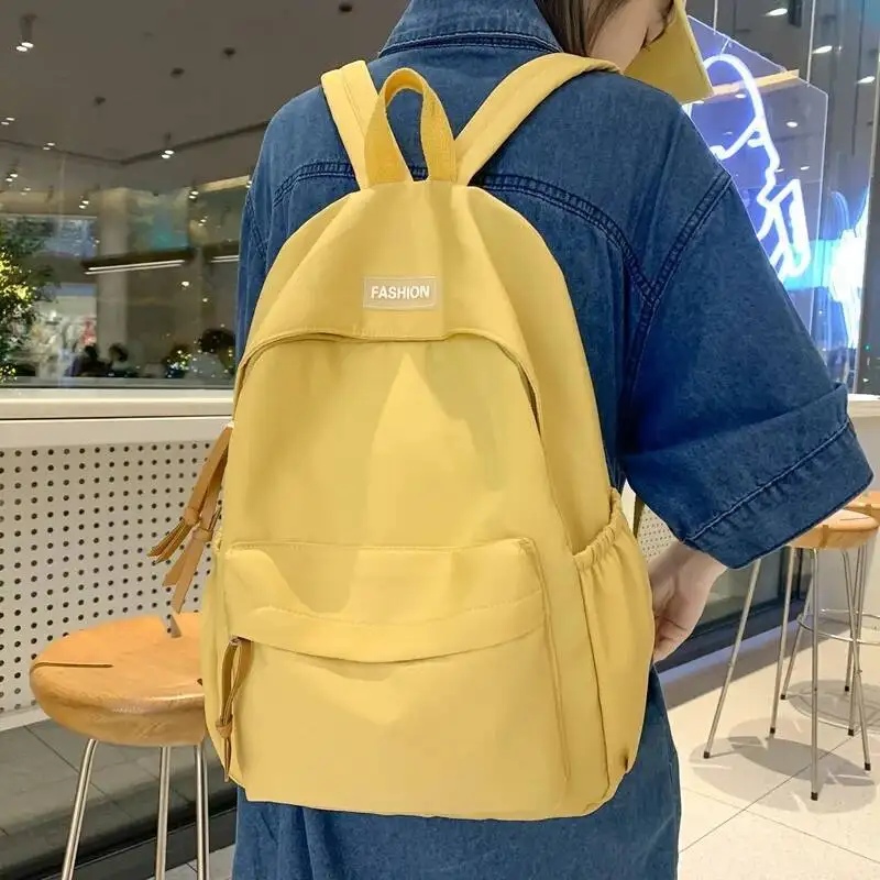 2025 New Fashion Simple Solid Color Backpack Korean Version Ins Style For Middle And High School Students College