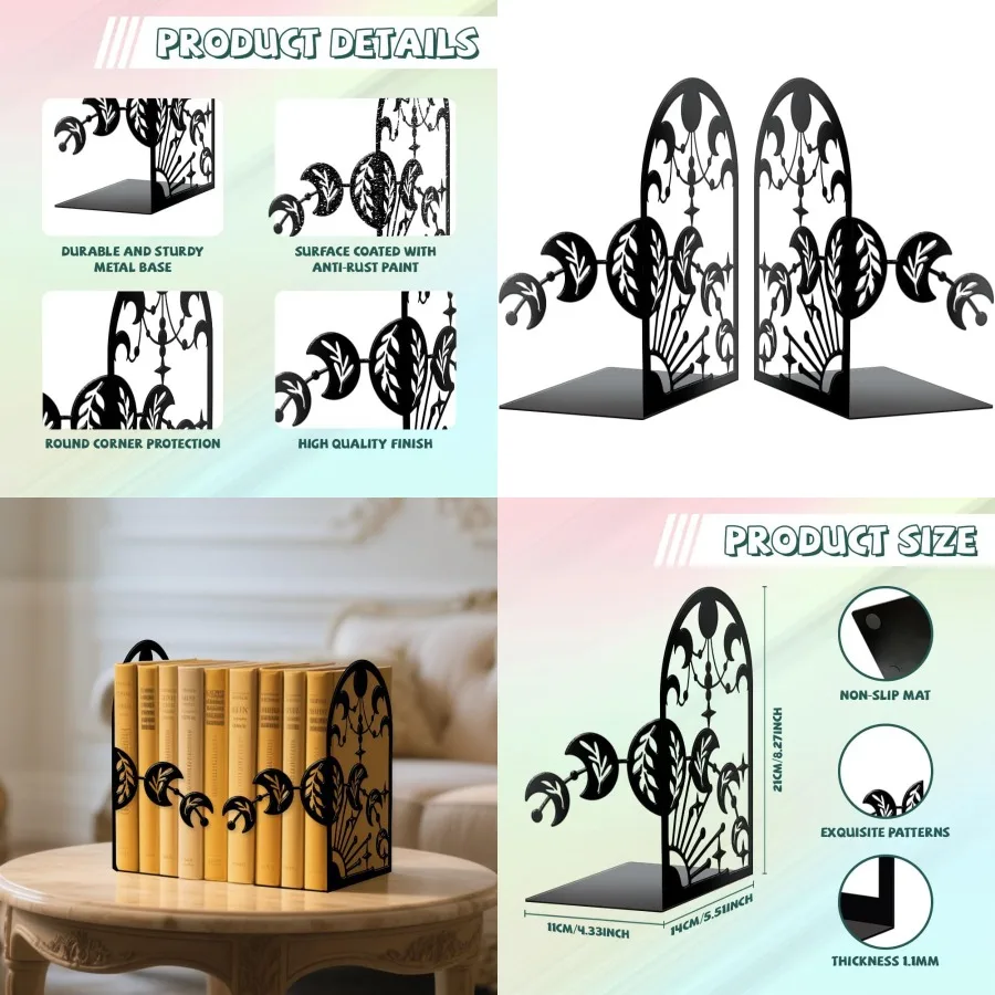 

Современные декоративные сверхмощные металлические подставки для книг для полок, офисного стола и хранения в помещении, простая высокая чугунная опора для книг