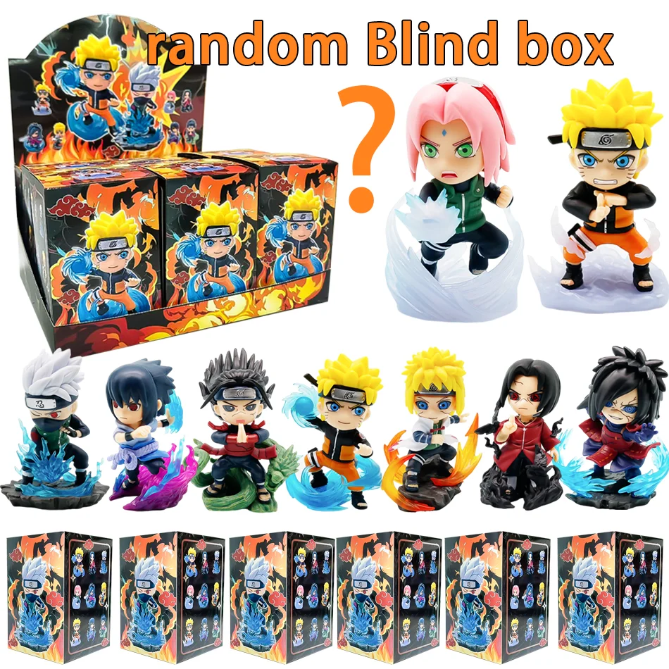 Blind Box Naruto Action Figure Set Q Version PVC Anime Figurines Uzumaki Sasuke Itachi Kakashi Collection Model Desktop Gift