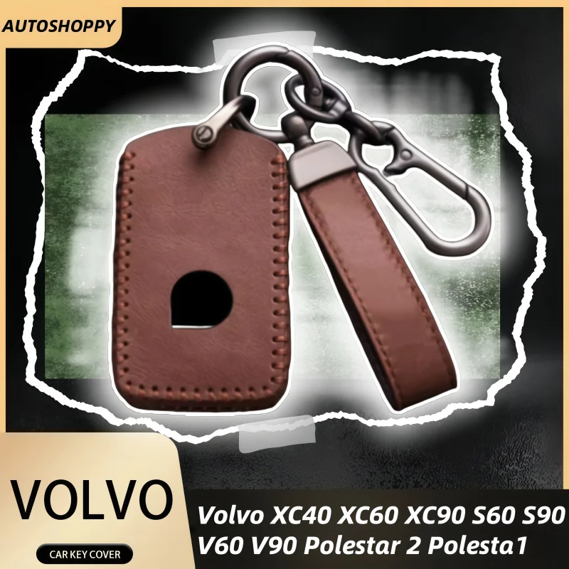 

Leather Car Key Cover Case Shell Bag For Volvo S60 S90 XC40 XC60 XC90 V60 V90 Polestar 1 Polestar 2 Key Protection Accessory