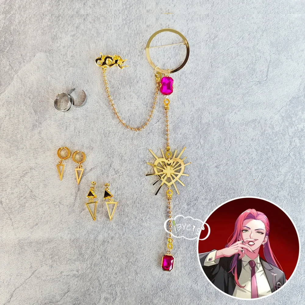 

Paradox Live Anne Faulkner Cos Clip Ear Pins Cosplay Triangle Earrings Brooch Halloween Costume Anime Prop Jewelry