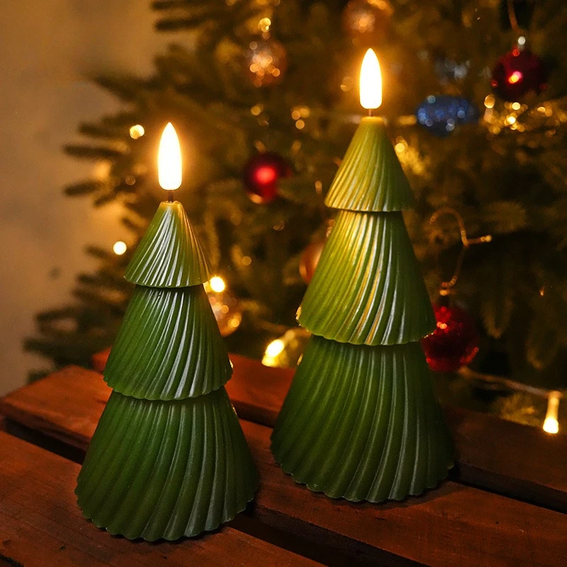 Fan-shaped Christmas tree led electronic candle light, atmosphere high-end ornament gift creative candle decoration
