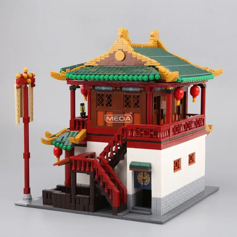 Bloques de construcción de arquitectura tradicional china, 3046 Uds., Zhonghua Street Inn, Hotel, modelo de ladrillos, juguetes para decoración de escritorio para adultos