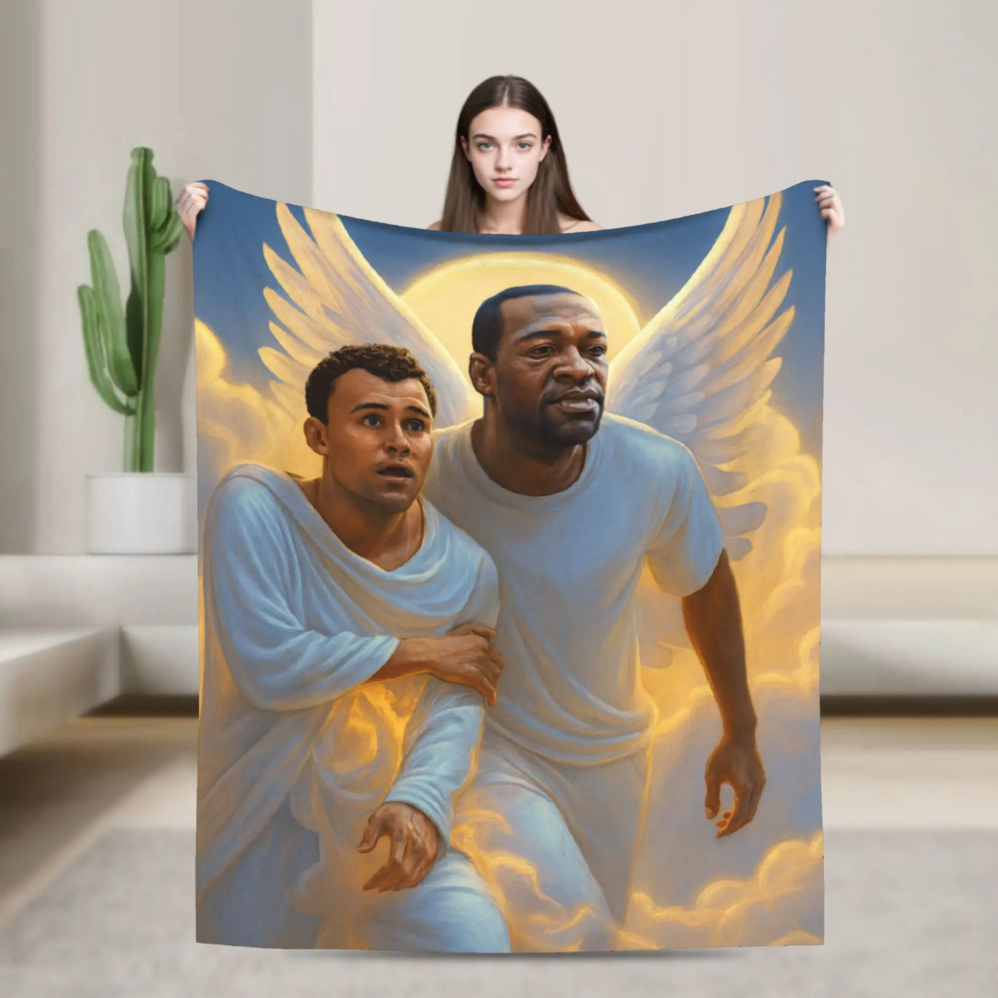 CharlieKirk Angelic Knitted Blanket   Flannel Throw Blankets Airplane Travel Decoration Soft Warm Bedsprea