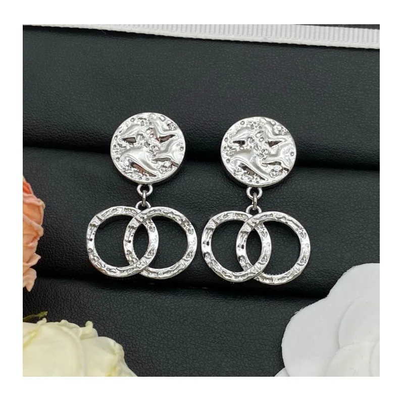 

New Retro and Old Double Stud Earrings for Women's Silver Needles, High-end Light Luxury Round Medieval Versatile Earrings