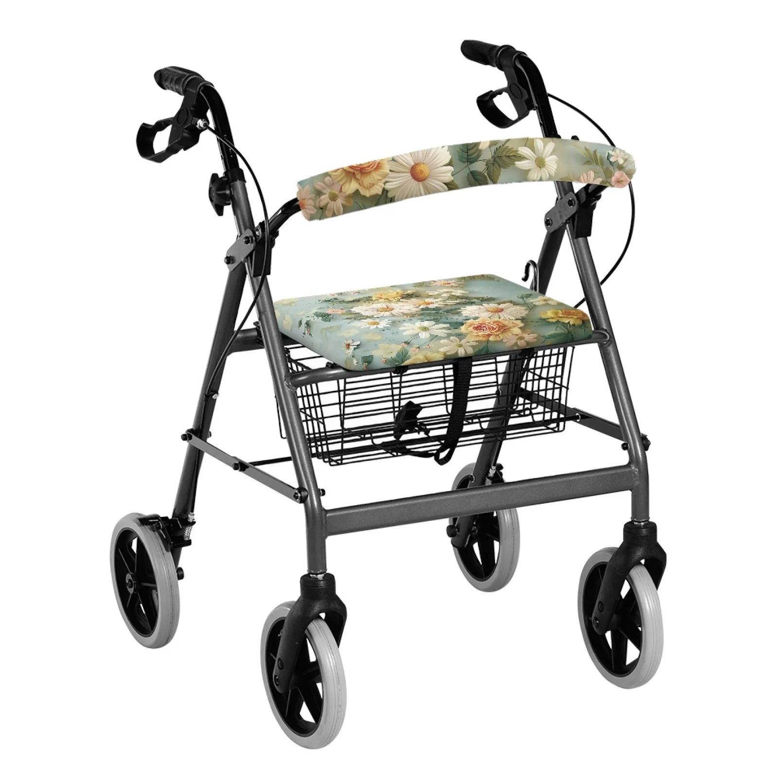 Coloranimal Vintage Daisy Set of 2 Seat & Back Covers Walker Seat Cushion for Senior Street Scenes