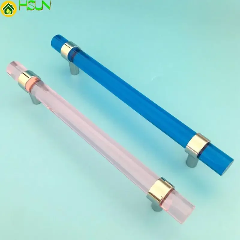 2 pcs New knob transparent acrylic bar handle modern Nordic cabinet door handle pink blue crystal pull Door cabinet wardrobe