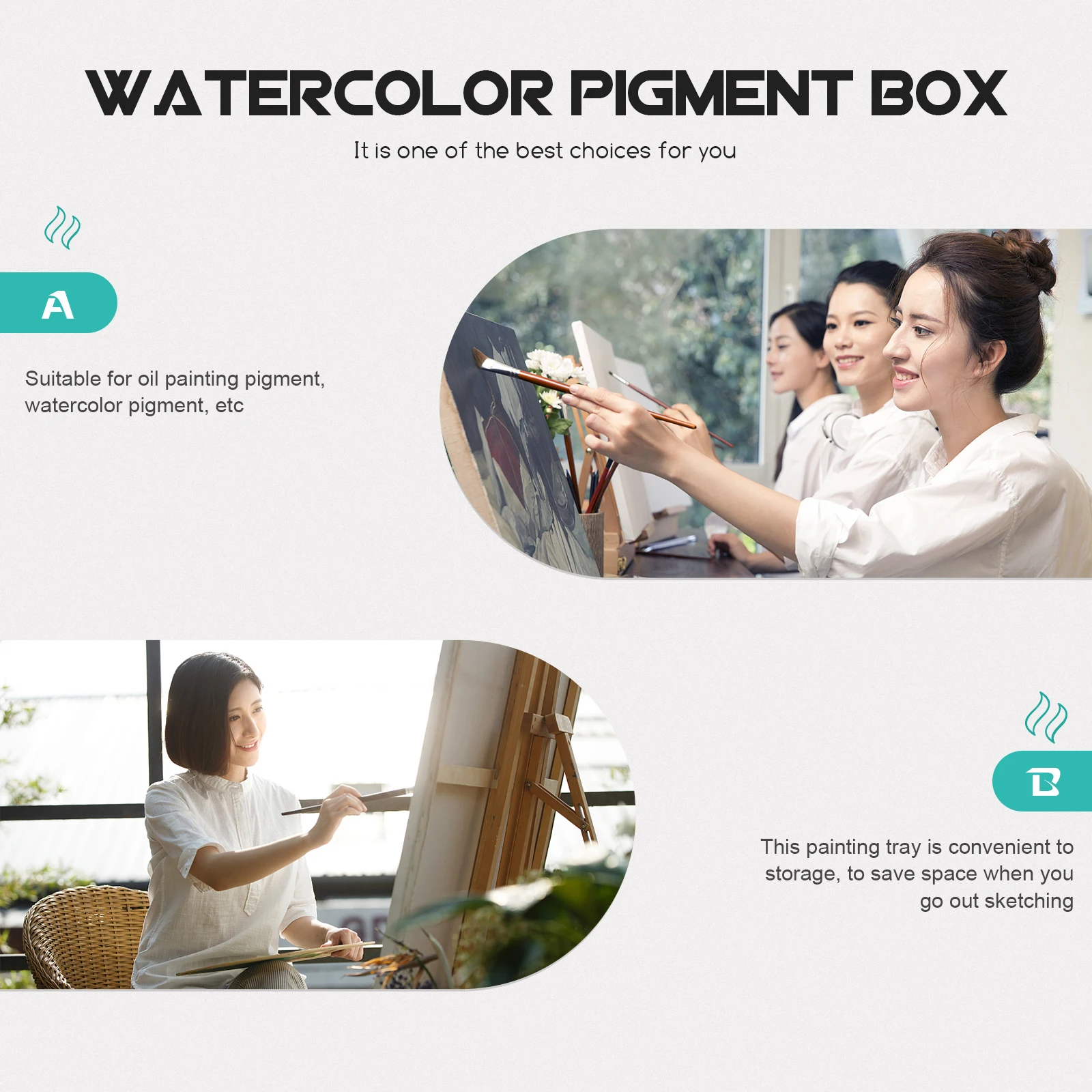 

1Pcs Watercolor Pigment Tray Sturdy Metal Paint Palette Compact Color Mixing Container Convenient for Artist Painting