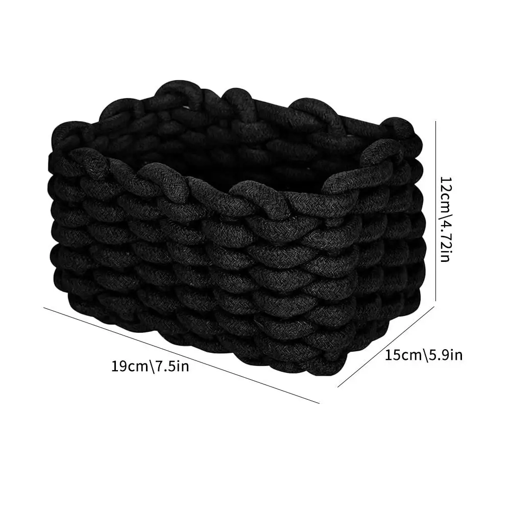 Woven Rope Storage Basket Multi-functional Rectangular Storage Basket Weave Thick Rope Storage Baskets For Organizing Storing