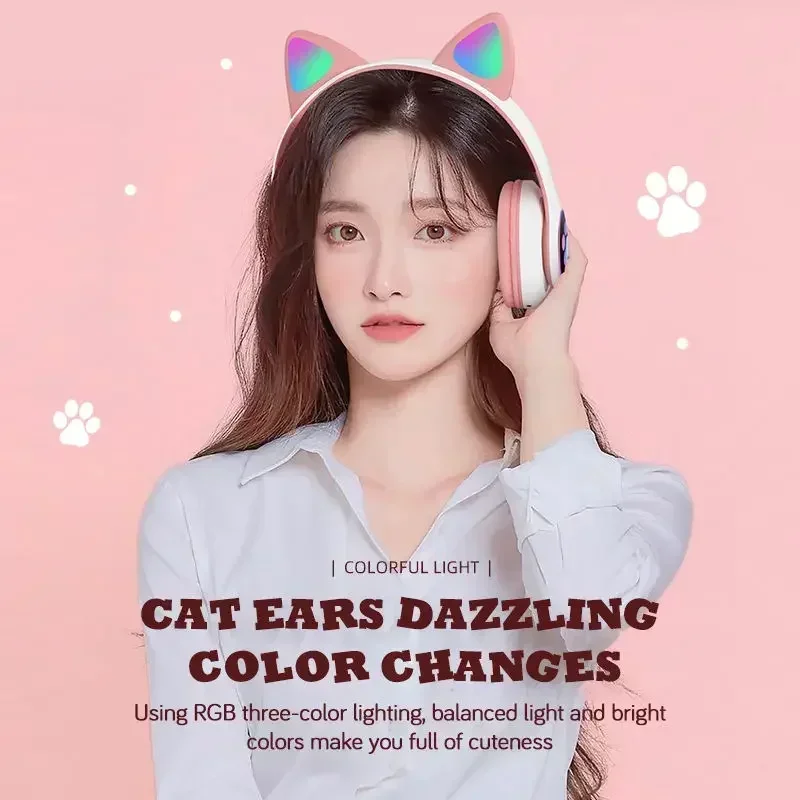 Cat ear wireless Over-Ear Headphones cut pets headset multiple color to chose easy to fold headphone