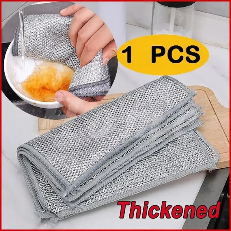 Double‑Sided Steel Wool Scrubber Non‑Scratch Metal Scouring Pad For Pots And Pans Replaces Wire Sponge