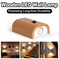 Intelligent Induction Wall Lamp Magnetic Bulb Night With Wooden Led 0.4w Infrared Light Rechargeable Warm White Bedroom Cupboard
