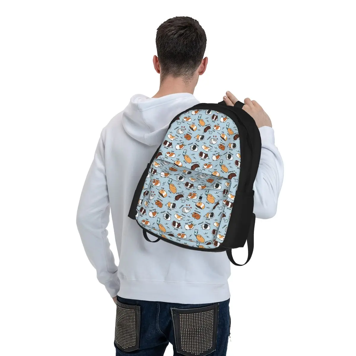 Mochila con diseño de conejillo de indias para niños y niñas, morral escolar de dibujos animados para ordenador portátil, bolso de hombro