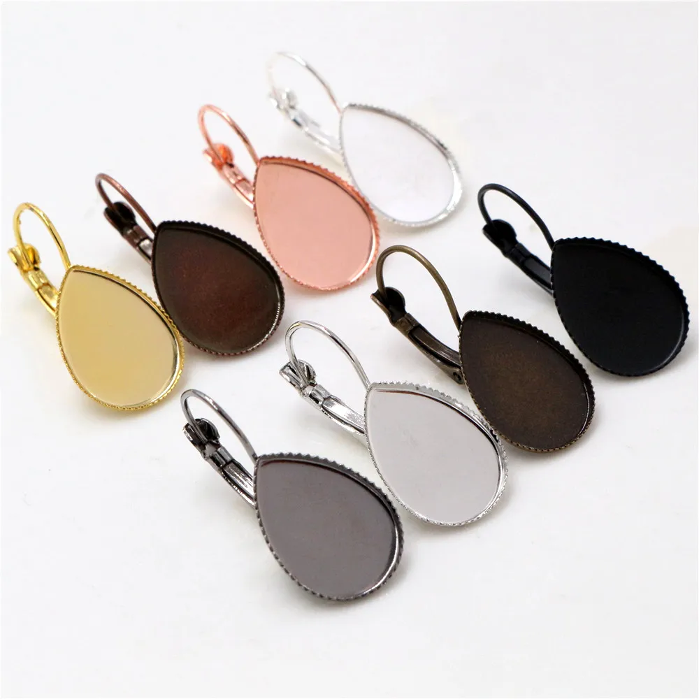 

10x14mm 13x18mm 18x25mm 10pcs/lots 8 Colors plated Drop Style French Lever Back Earrings Blank/Base,Fit Drop Cabochons Earrings