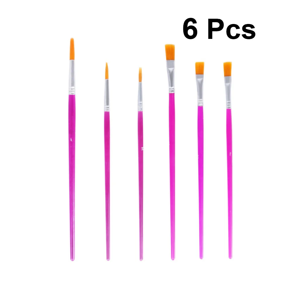 Juego de pinceles para pintura al óleo, varilla de plástico de nailon, punta redonda y puntiaguda, perfecto para decoración de pasteles tallados, 6 uds.