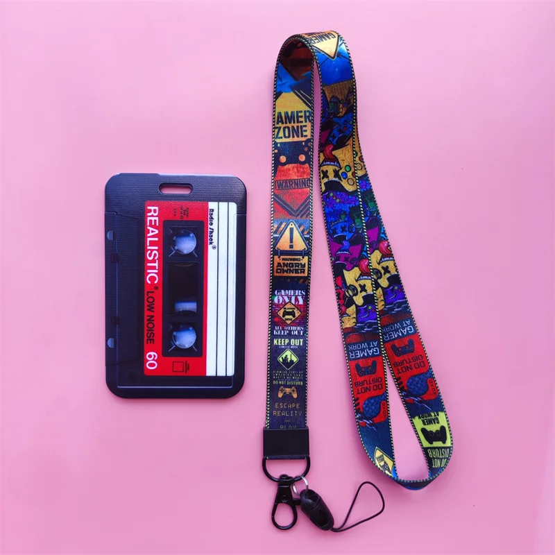 Retro Tape Card Holder Lanyard Camera Neck Strap Credit Card Case ID Badge Holders Credentials Protection Card Holders