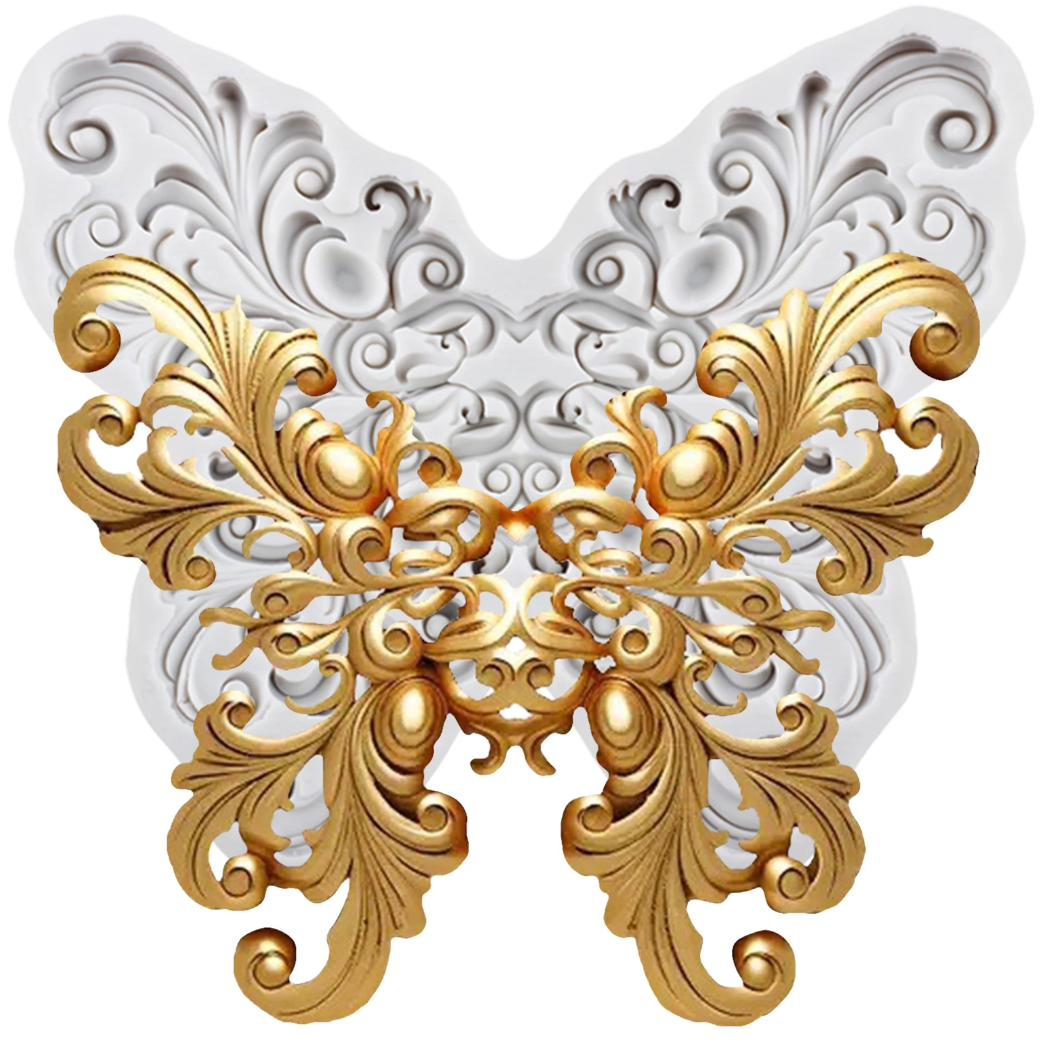 Moules en Silicone papillon Baroque, outils de décoration de gâteau Fondant, décoration de Cupcake, bonbons, sucre, pâte de gomme artisanale, argile polymère