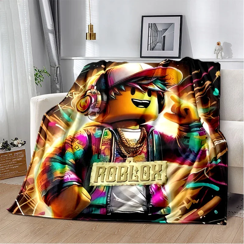 ثلاثية الأبعاد R-Robloxs الكرتون لعبة بطانية ، لينة رمي بطانية للمنزل غرفة نوم أريكة تتحول لسرير نزهة السفر غطاء مكتب بطانية هدية للأطفال #3