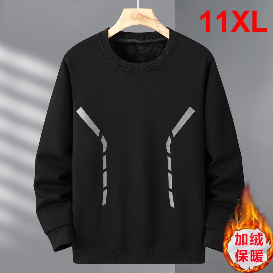

Осенне-зимний флисовый свитшот для мужчин 11XL, толстовки больших размеров, модный повседневный пуловер с принтом, мужской большой размер 10XL