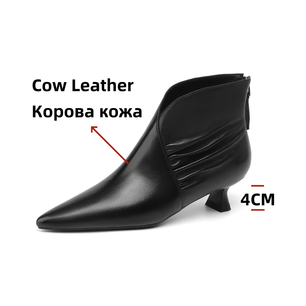 FEDONAS Cow Leather Boots Women Autumn Winter Ankle Boots High Heels Ankle Boots For Women Elegant Office Pumps