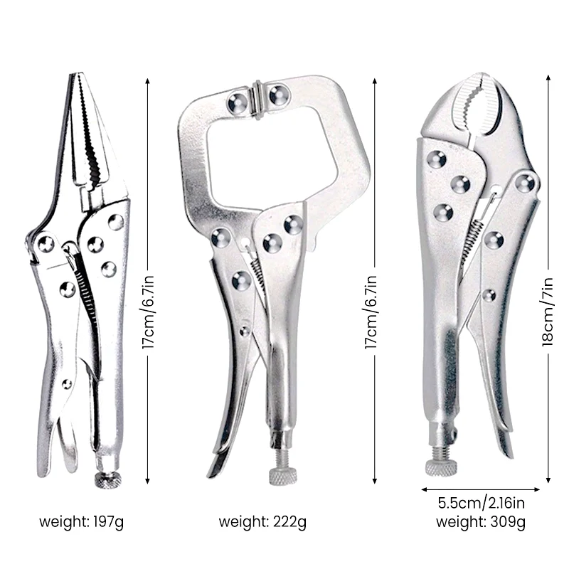 AIRAJ Locking Pliers Welding Tools Carbon Steel Pliers Industry Round Mouth Vise High Torque Fixed Clamping Hand Tools