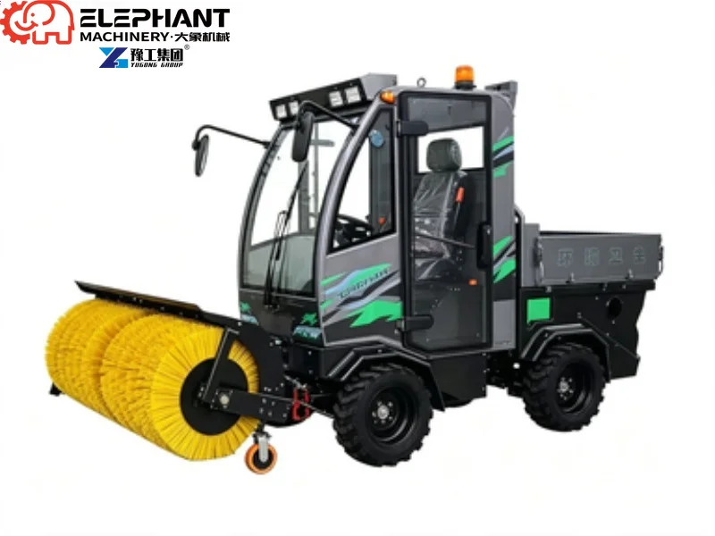 Light Duty Snow Sweeper With All Wheel Drive All Gear Transmission Power Steering Hydraulic Hopper For Sidewalk Cafe