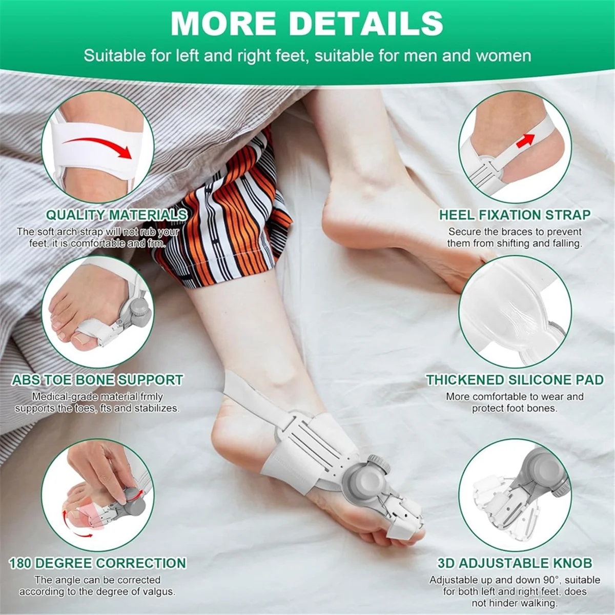 AA98 Bunion Corrector for Women Big Toe, 1PCS Bunion Corrector, Adjustable with Non-Slip Big Toe Separator Right Foot