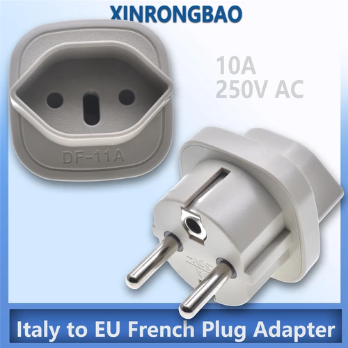 Adaptador de enchufe francés de Italia a la UE, convertidor Schuko suizo a tipo F, Brasil, Conector de carga redondo de 3 pines para viajar, alta calidad