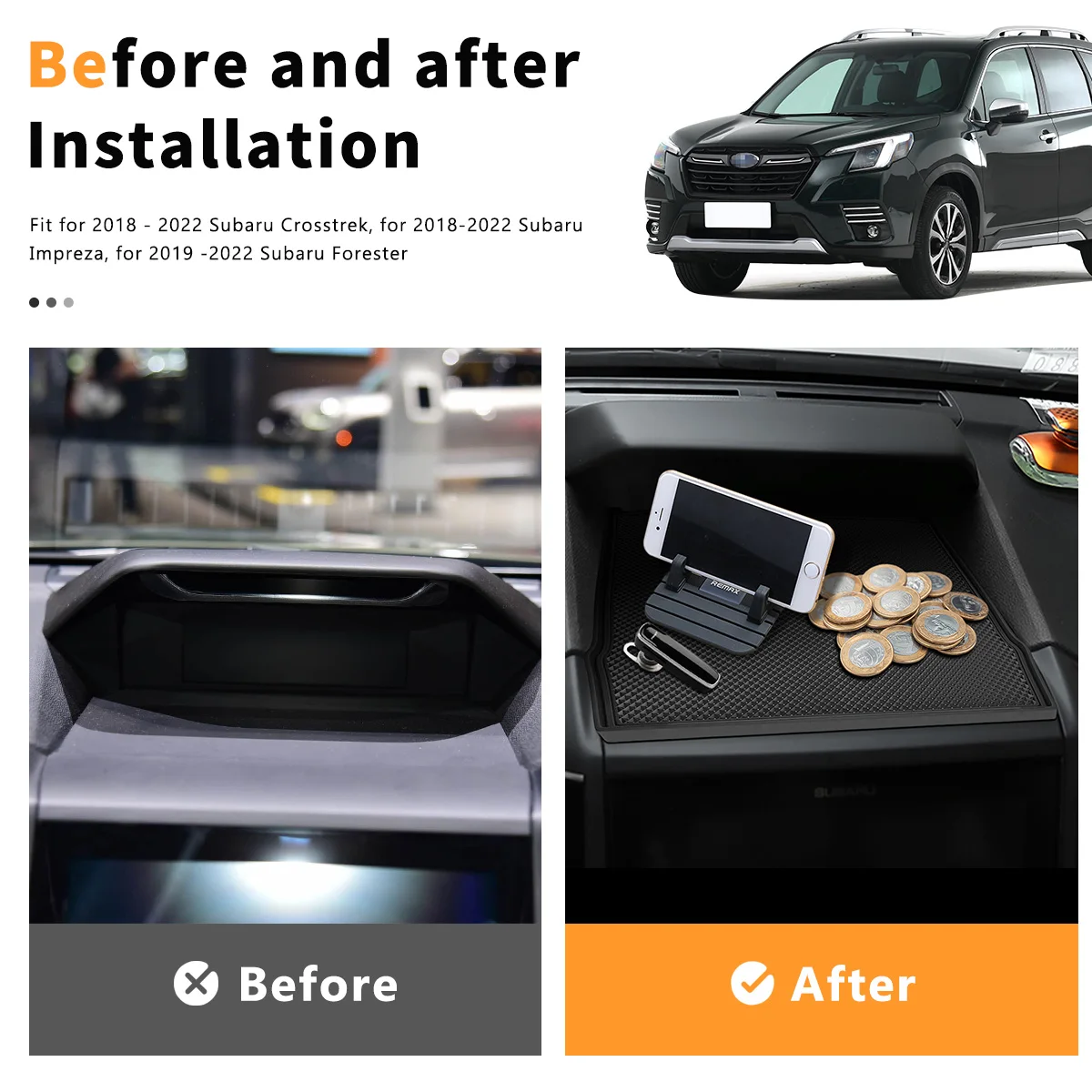 Auto Zentral steuerung Armaturen brett Pad rutsch fest für Subaru Förster 2012 2017 Cross trek-xv Impreza Telefon halter Matte – Detail 17
