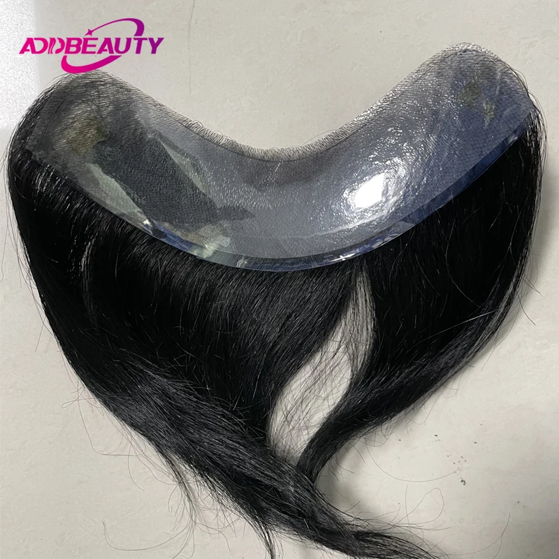 Choice Men Toupee PU V Style Front Human Hair Wigs Indian Human Remy Hair System Straight Hairpiece Natural Color 6inches 100%