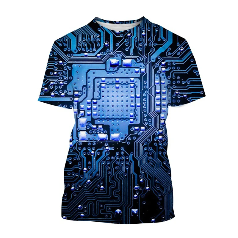 Microchip Texture Electronic CPU 3D Print T-Shirts Men Woman Short Sleeve T Shirt Hip Hop Oversized Harajuku Tees Tops Clothing