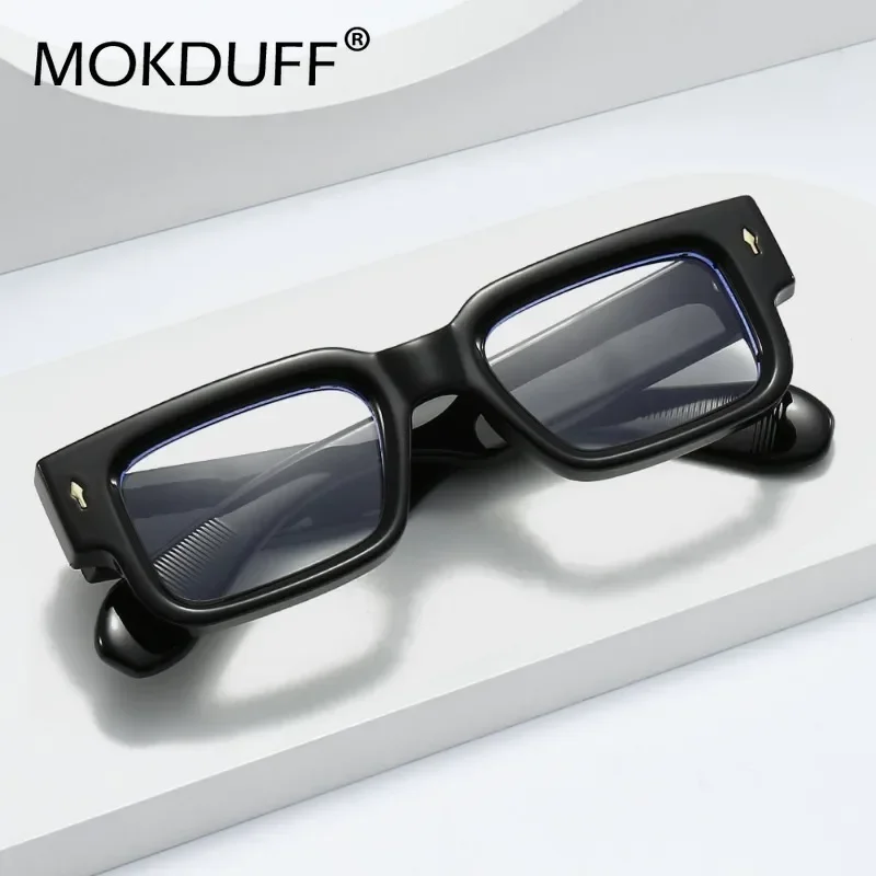 Vintege Computer Glasses Frame Women Men Rectangle Eyewear Blocking Glasses Rivets Eyeglass Thick Frame Anti Blue Light Glasses