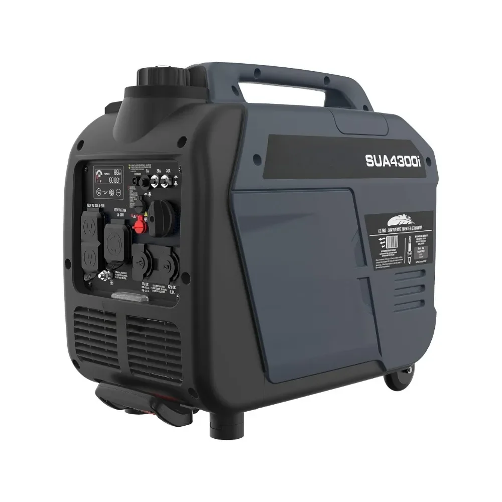 Portable Inverter Generator Gas, 4300W RV Ready, EPA & CARB Compliant CO Sensor, Portable Light Weight With Telescopic Handle