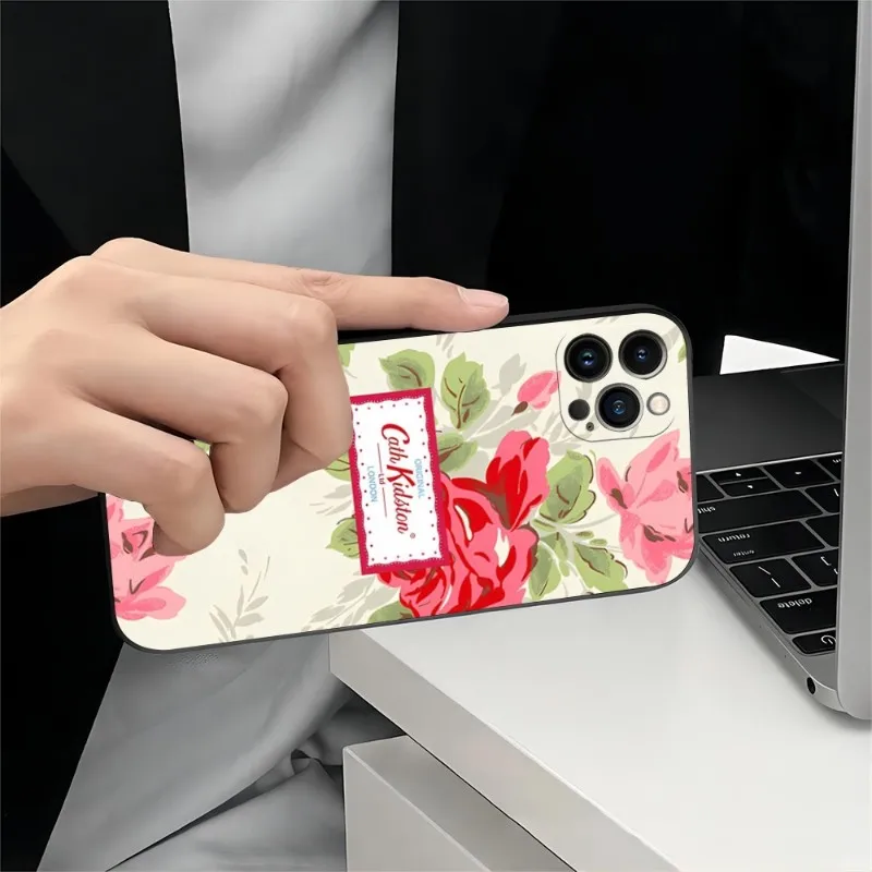 Women Fashion C-cath Kidston Phone Case 2023 For IPhone 15 14 12 13 11 Pro Max Mini X XR XS Max 7 8 Plus New Black Silicon Cover