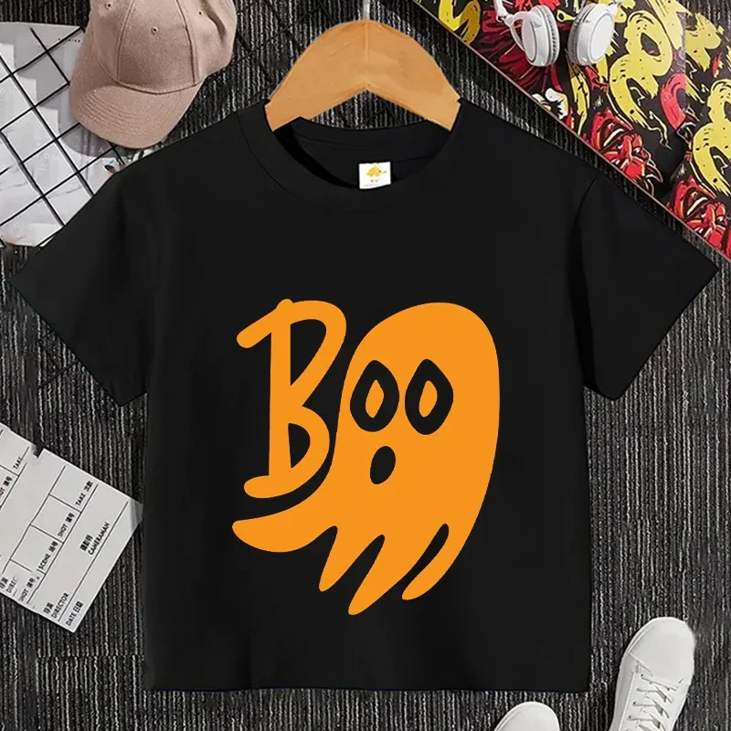 Children's T-Shirts Clothes Halloween Pumpkin Face Tops Boys Girls Cartoon Summer Short Sleeve Clothes Kids Tee Shirt Clothing