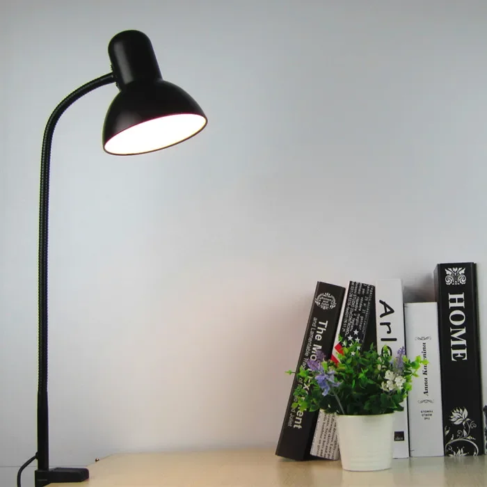 

5W/9W E27 Bulb 55cm Flexible LED Table Lamp Office Desk Lamp with Metal Clamp Study Eye Protection Lamp for Bedroom Living Room