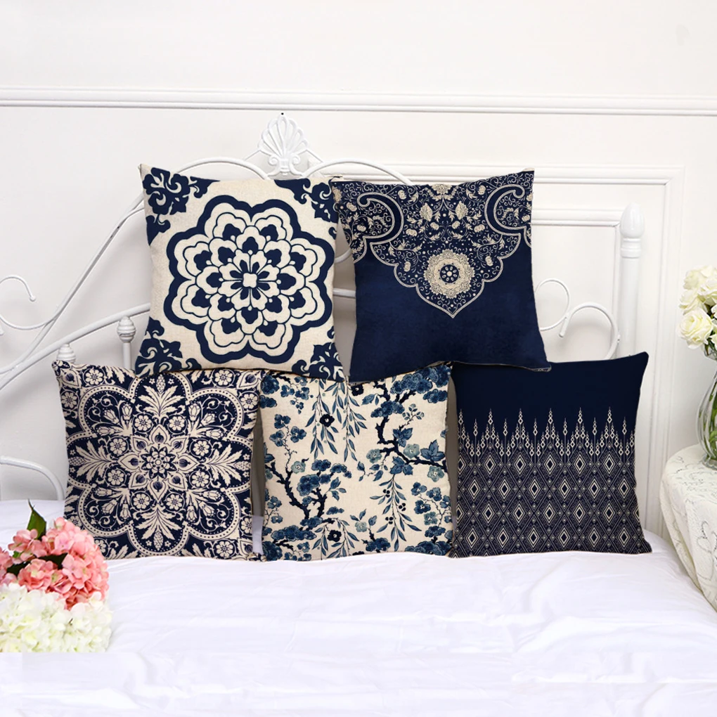 Reusable Cushion Case Cover Classical Double Sided Pattern Sofa Wear-resistant Hug Pillowcase Home Decor  Type 3