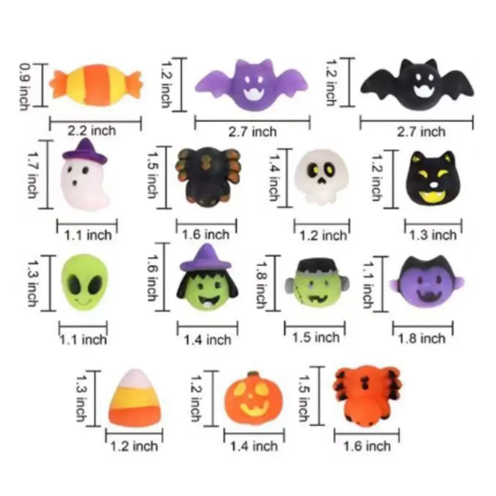 10pcs Ghost Halloween Pumpkin Squeeze Toy Spider Slow Rebounce Cartoon Halloween Fidget Toy TPR 3D Pinch Compression Toy