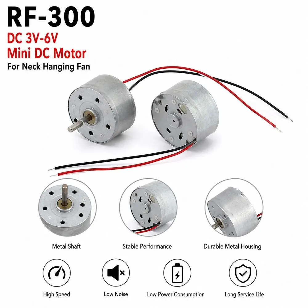 5Pcs New DC 1.5V-6V RF-300 DC Motor 24mm Round PH 2.0mm Brush Motor Compact Metal Micro 300 Motor for Hanging Neck Fan