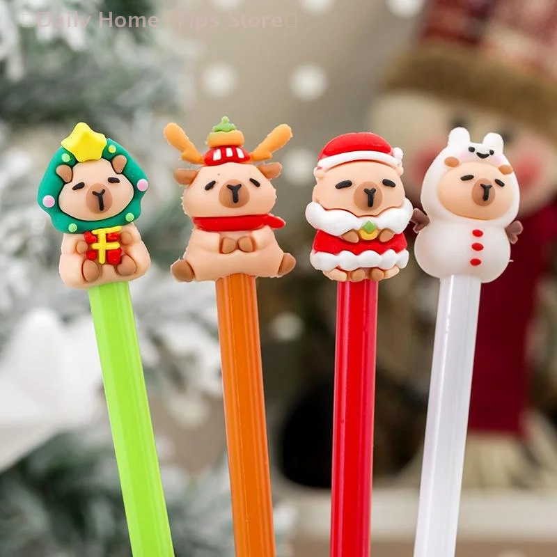 

1/5Pcs Christmas Capybara Gel Pen Cute Cartoon Stationery Smooth Writing Pens Kawaii School Office Supplies Festival Prize Gift